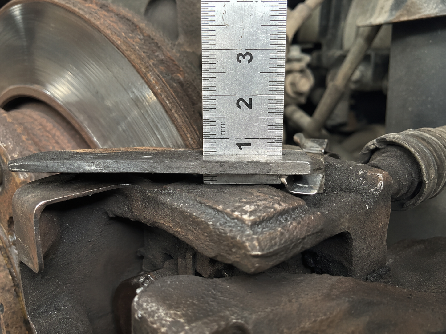 Front brake pad at 3 mm